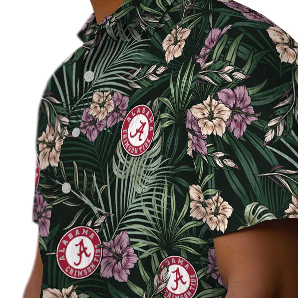 Alabama Crimson Tide Hawaiian Shirt - Hibiscus Leaves Pattern | Hula Hawaiian Shirts