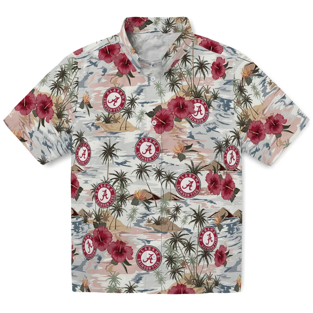 Alabama Crimson Tide Hawaiian Shirt - Hibiscus Seaside | Hula Hawaiian Shirts