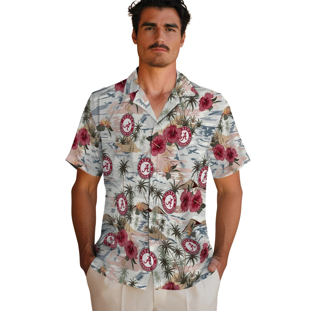 Alabama Crimson Tide Hawaiian Shirt - Hibiscus Seaside | Hula Hawaiian Shirts