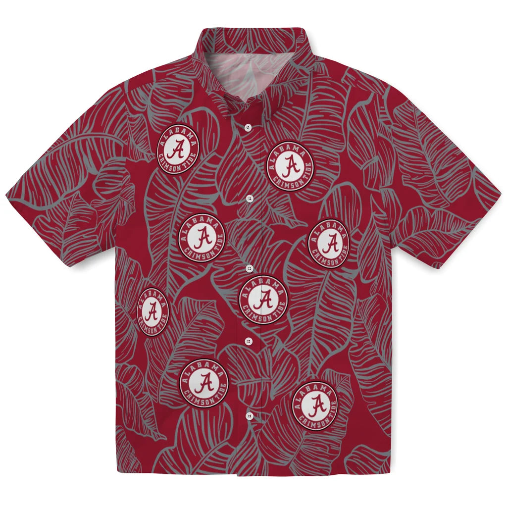 Alabama Crimson Tide Hawaiian Shirt - Leaf Outline | Hula Hawaiian Shirts