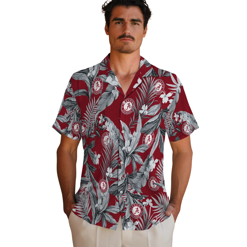 Alabama Crimson Tide Hawaiian Shirt - Palm Leaves | Hula Hawaiian Shirts