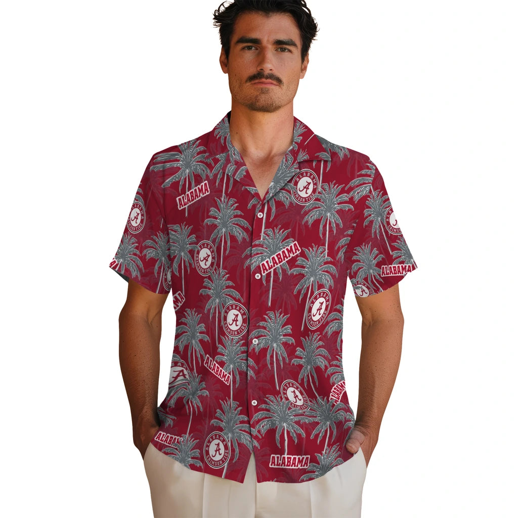 Alabama Crimson Tide Hawaiian Shirt - Palm Tree Motif | Hula Hawaiian Shirts