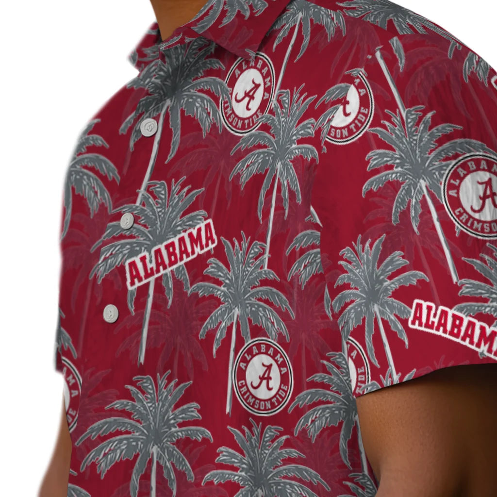 Alabama Crimson Tide Hawaiian Shirt - Palm Tree Motif | Hula Hawaiian Shirts
