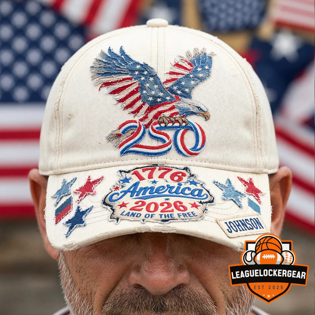 America 250th Anniversary 1776-2026 Land of the Free Baseball Cap - LeagueLockerGear