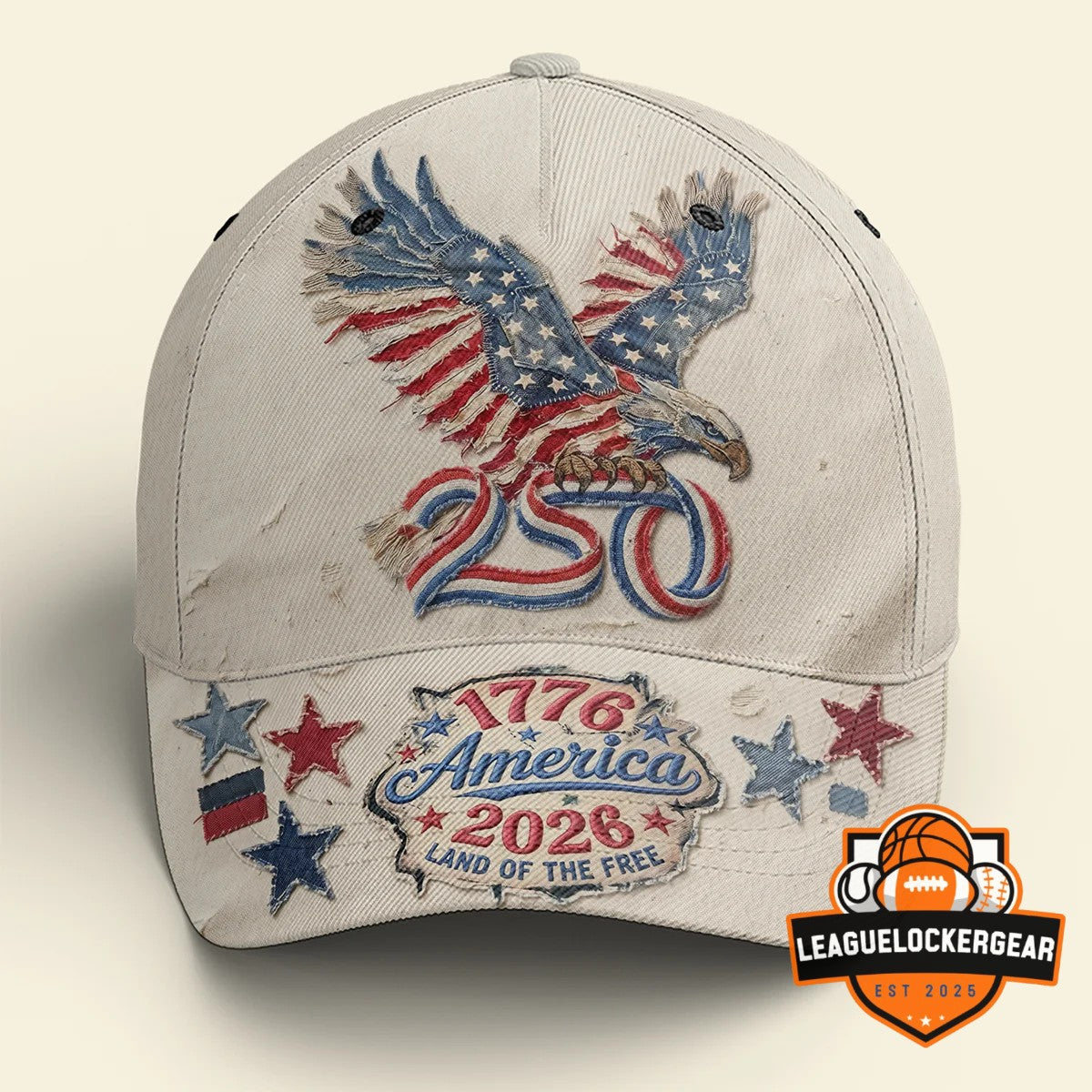 America 250th Anniversary 1776-2026 Land of the Free Baseball Cap - LeagueLockerGear