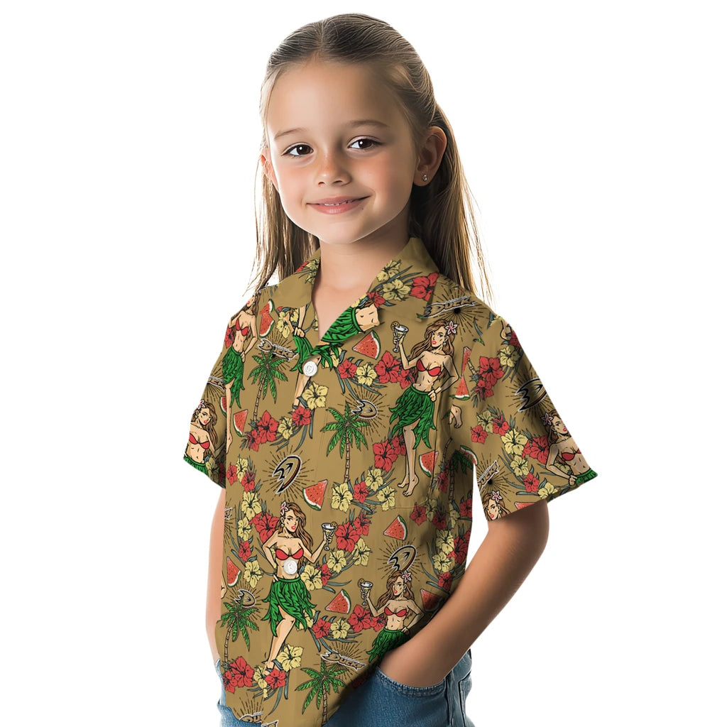 Anaheim Ducks Hawaiian Shirt - Hawaiian Girls Design | Hula Hawaiian Shirts