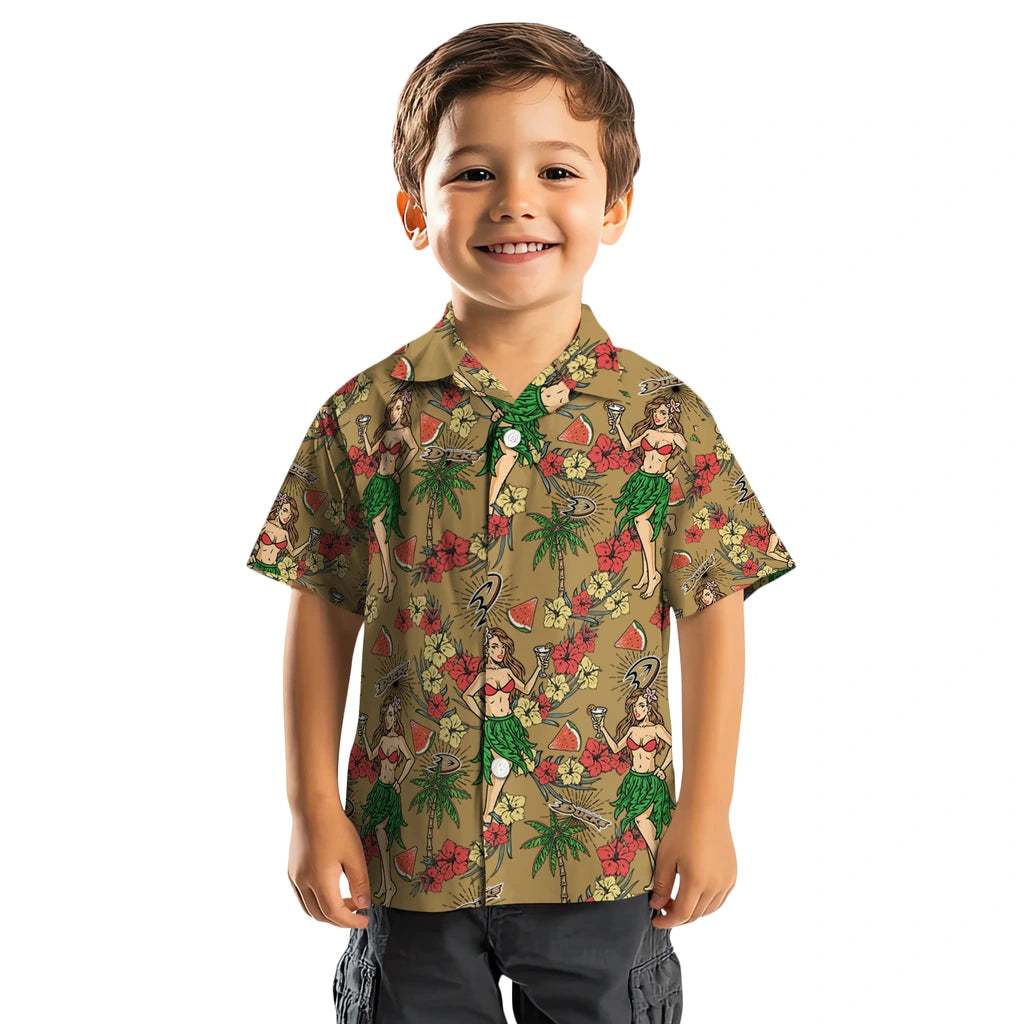 Anaheim Ducks Hawaiian Shirt - Hawaiian Girls Design | Hula Hawaiian Shirts