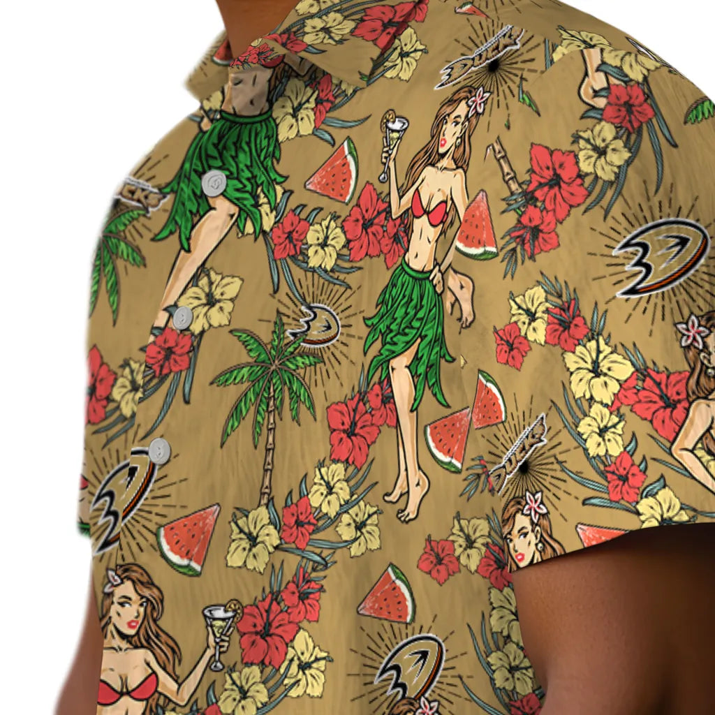 Anaheim Ducks Hawaiian Shirt - Hawaiian Girls Design | Hula Hawaiian Shirts