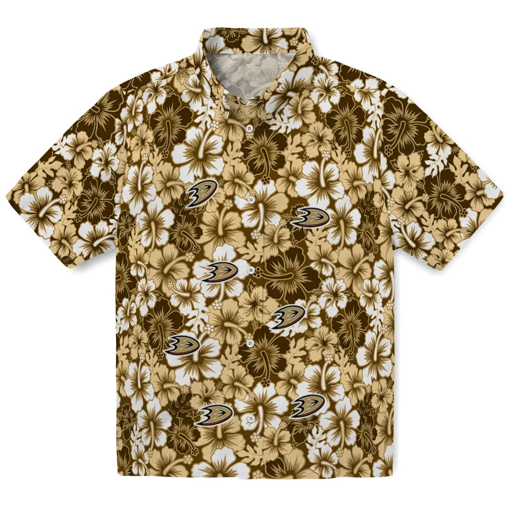 Anaheim Ducks Hawaiian Shirt - Hibiscus Blooms | Hula Hawaiian Shirts
