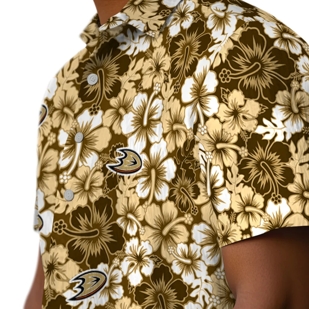Anaheim Ducks Hawaiian Shirt - Hibiscus Blooms | Hula Hawaiian Shirts