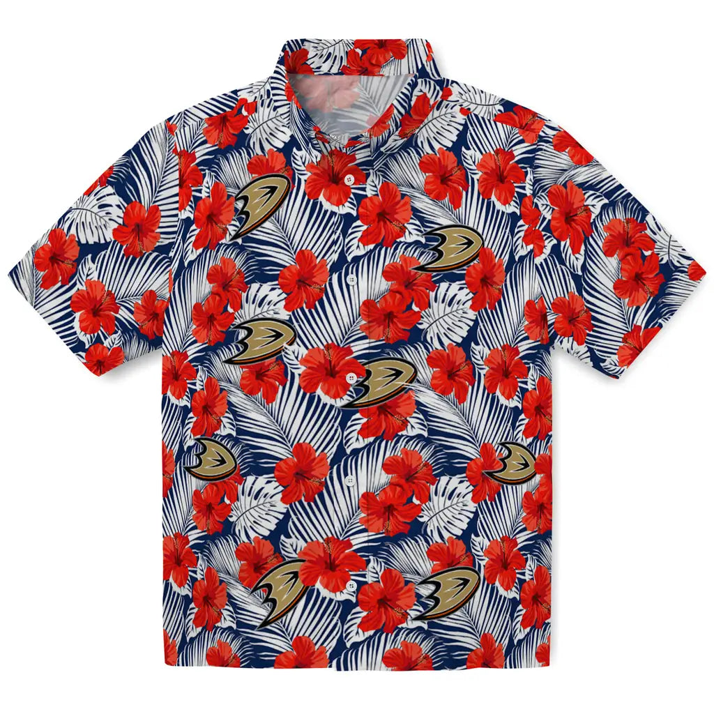 Anaheim Ducks Hawaiian Shirt - Hibiscus Fiesta | Hula Hawaiian Shirts