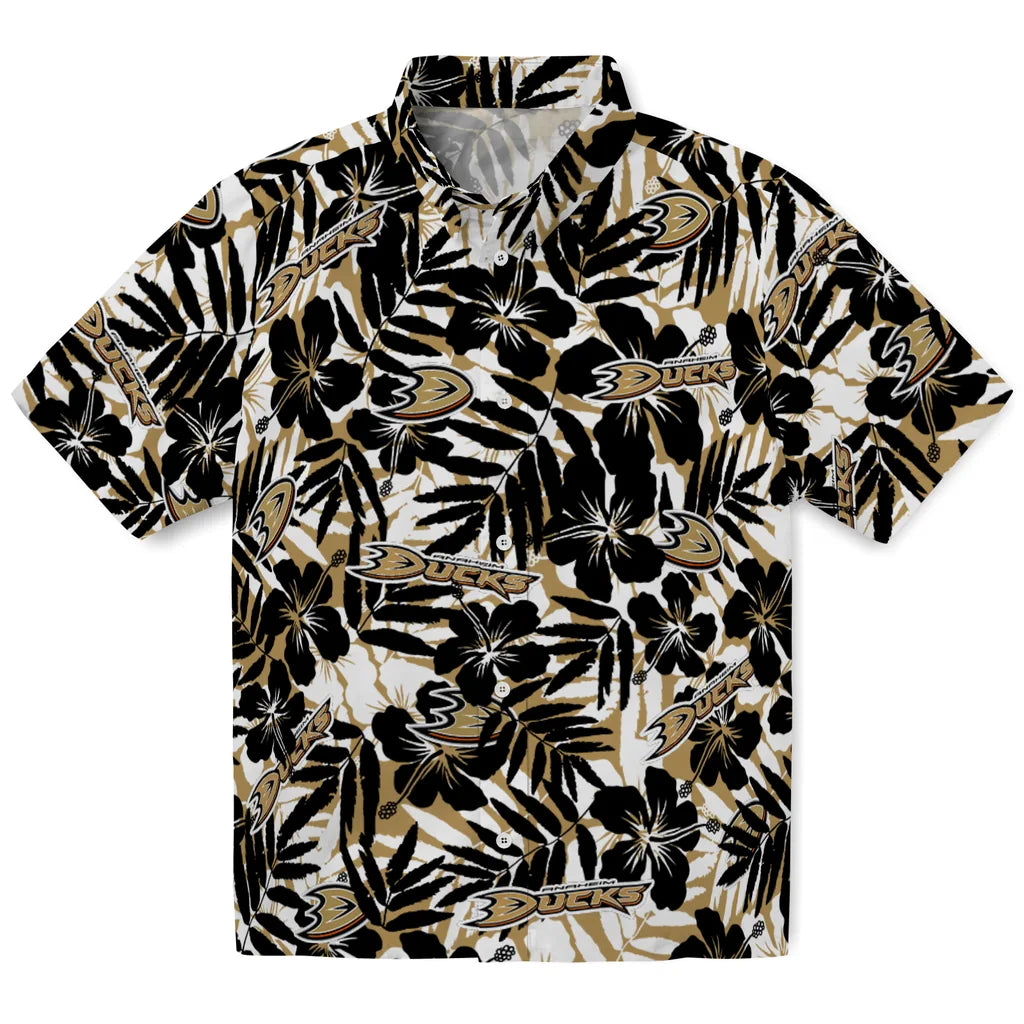 Anaheim Ducks Hawaiian Shirt - Hibiscus Overlay | Hula Hawaiian Shirts