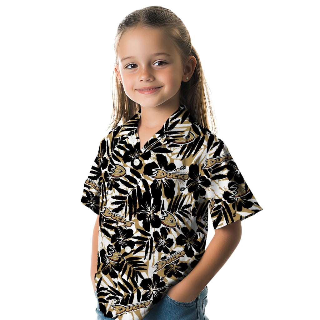 Anaheim Ducks Hawaiian Shirt - Hibiscus Overlay | Hula Hawaiian Shirts