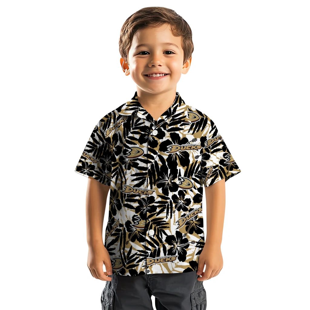 Anaheim Ducks Hawaiian Shirt - Hibiscus Overlay | Hula Hawaiian Shirts