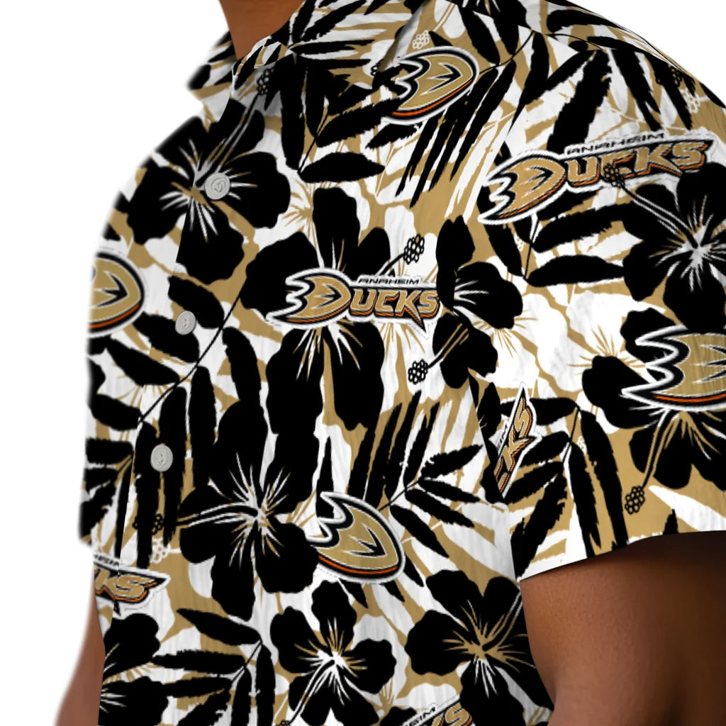 Anaheim Ducks Hawaiian Shirt - Hibiscus Overlay | Hula Hawaiian Shirts