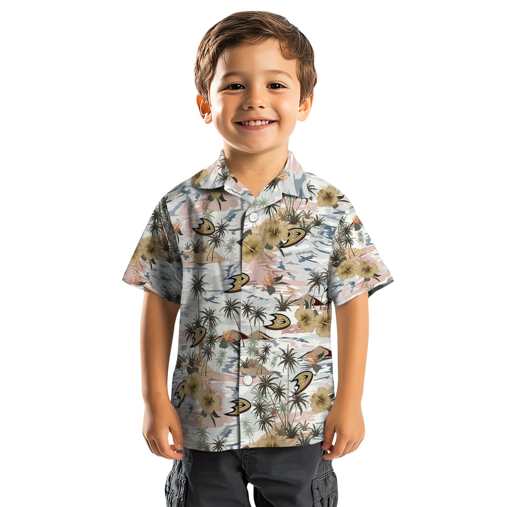 Anaheim Ducks Hawaiian Shirt - Hibiscus Seaside | Hula Hawaiian Shirts
