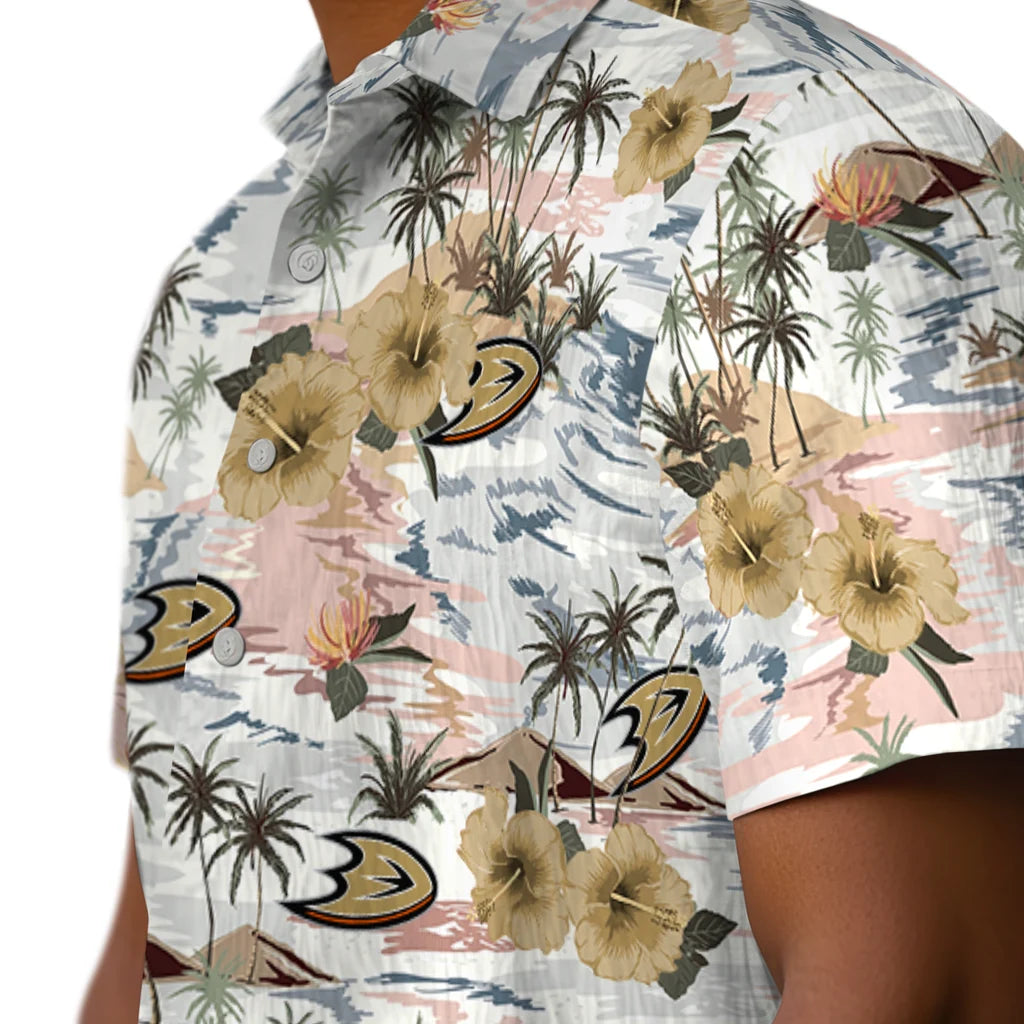 Anaheim Ducks Hawaiian Shirt - Hibiscus Seaside | Hula Hawaiian Shirts