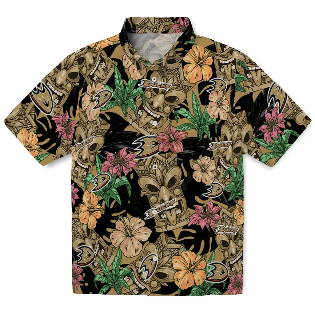 Anaheim Ducks Hawaiian Shirt - Hibiscus Tiki Jungle | Hula Hawaiian Shirts
