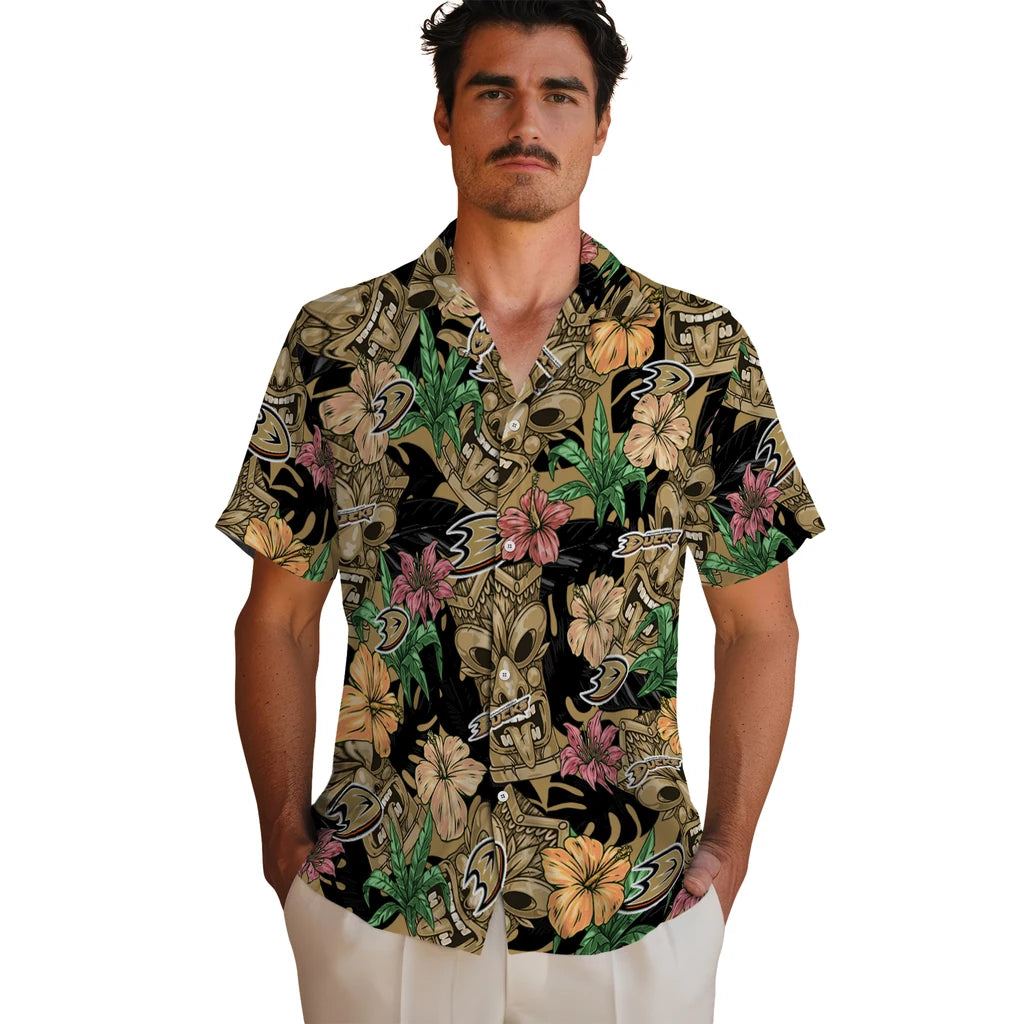 Anaheim Ducks Hawaiian Shirt - Hibiscus Tiki Jungle | Hula Hawaiian Shirts