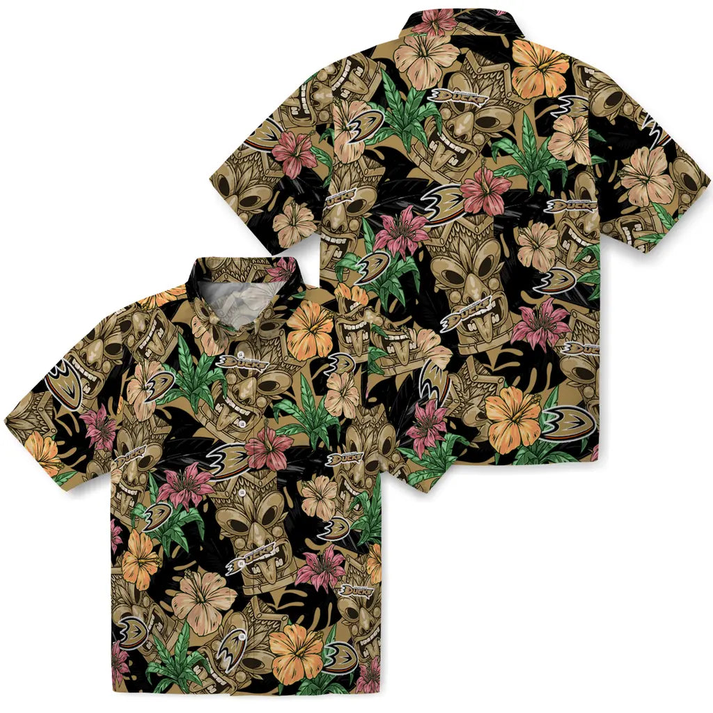 Anaheim Ducks Hawaiian Shirt - Hibiscus Tiki Jungle | Hula Hawaiian Shirts