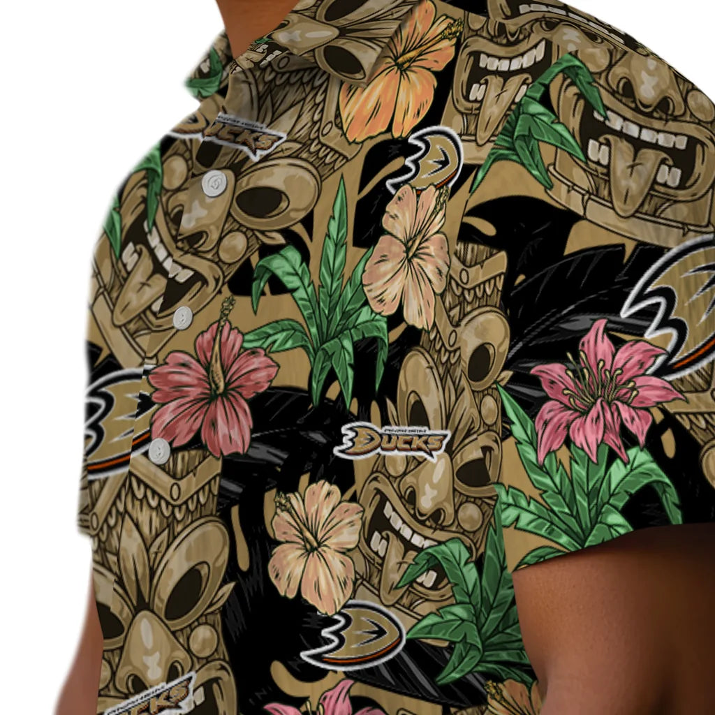 Anaheim Ducks Hawaiian Shirt - Hibiscus Tiki Jungle | Hula Hawaiian Shirts