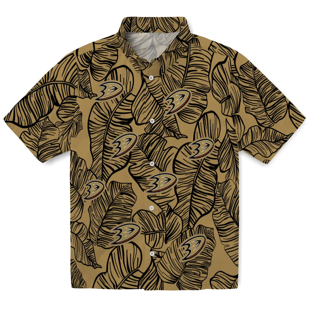 Anaheim Ducks Hawaiian Shirt - Leaf Outline | Hula Hawaiian Shirts