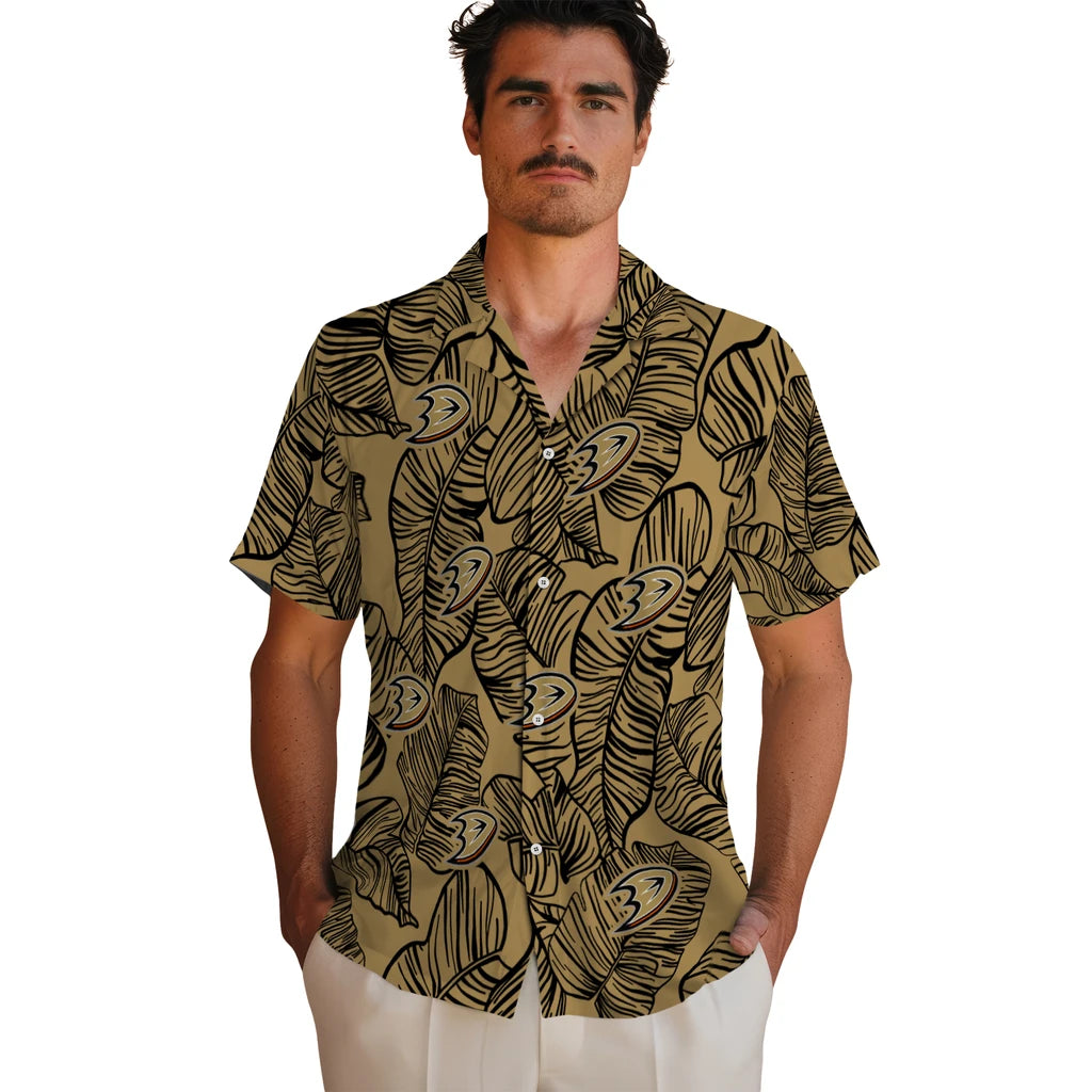 Anaheim Ducks Hawaiian Shirt - Leaf Outline | Hula Hawaiian Shirts