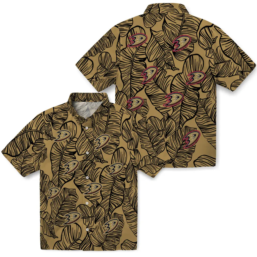 Anaheim Ducks Hawaiian Shirt - Leaf Outline | Hula Hawaiian Shirts