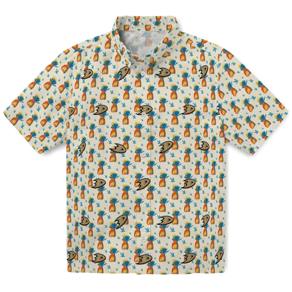 Anaheim Ducks Hawaiian Shirt - Pineapple Delight | Hula Hawaiian Shirts