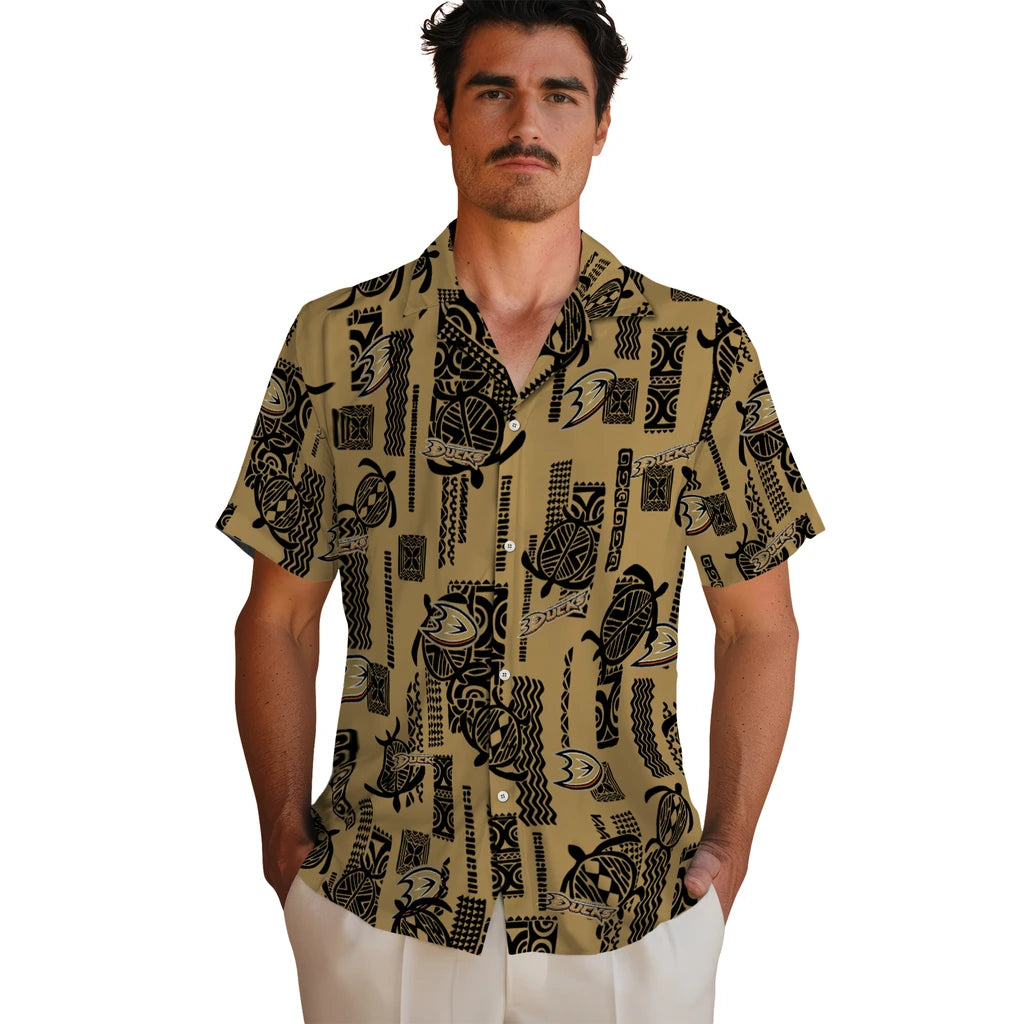 Anaheim Ducks Hawaiian Shirt - Turtle Lines | Hula Hawaiian Shirts