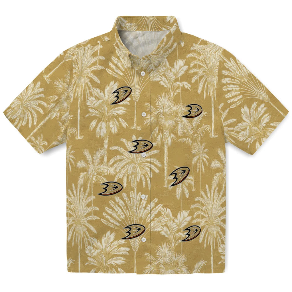 Anaheim Ducks Hawaiian Shirt - Vintage Palm Tree | Hula Hawaiian Shirts
