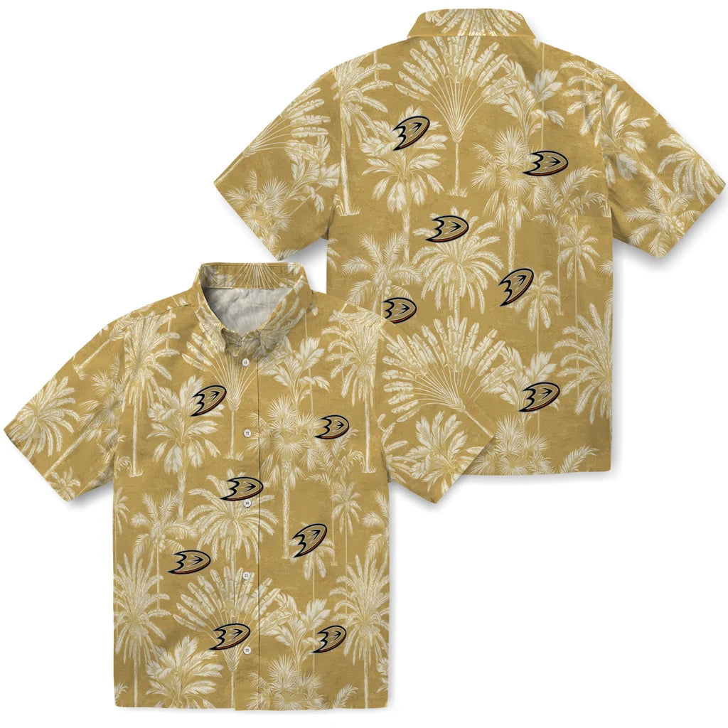 Anaheim Ducks Hawaiian Shirt - Vintage Palm Tree | Hula Hawaiian Shirts