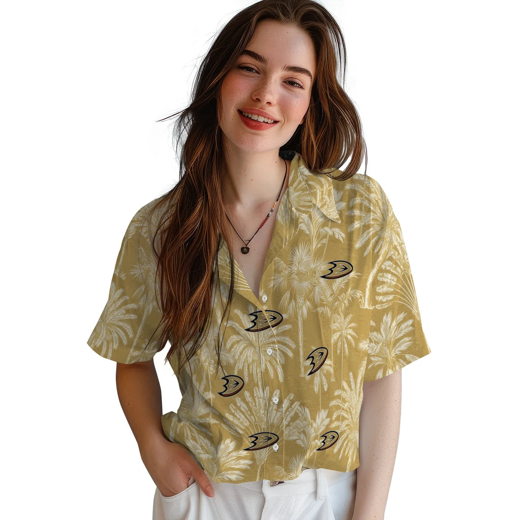 Anaheim Ducks Hawaiian Shirt - Vintage Palm Tree | Hula Hawaiian Shirts