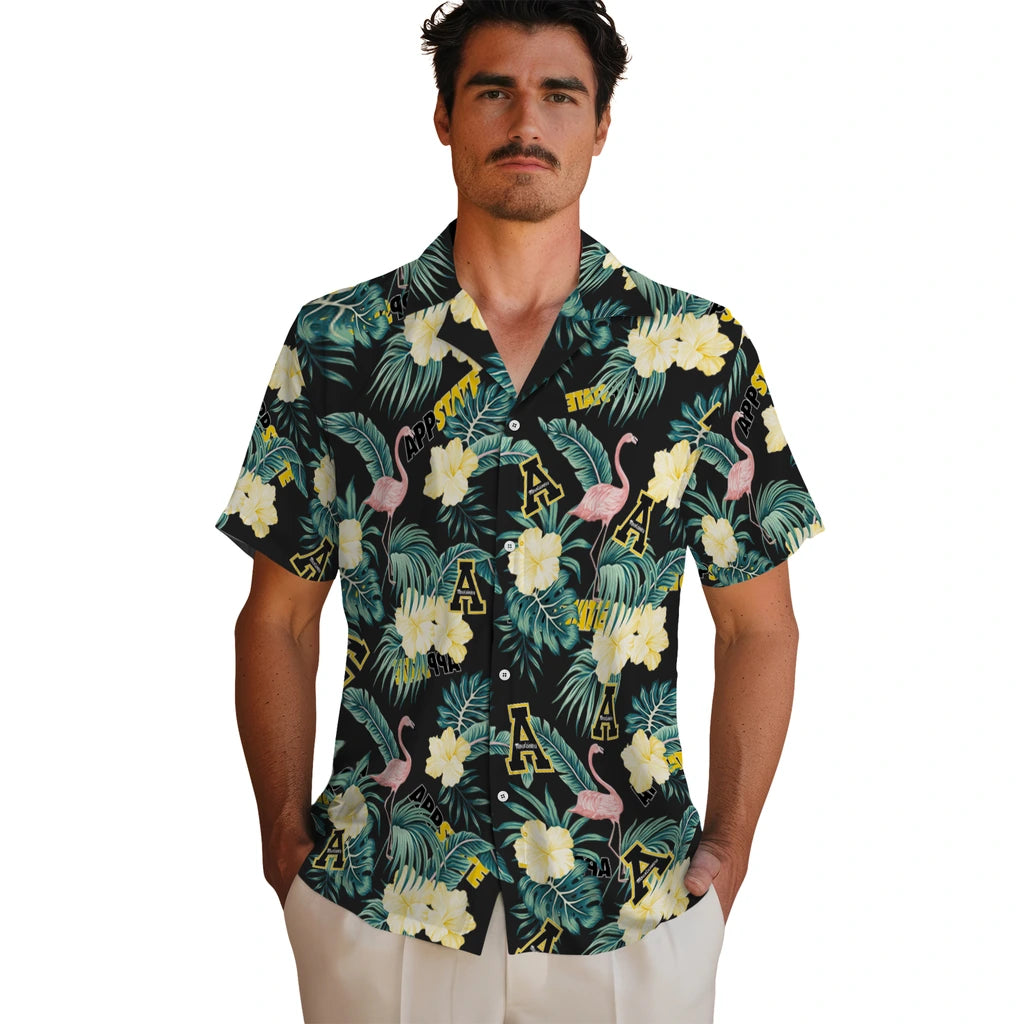 Appalachian State Mountaineers Hawaiian Shirt - Flamingo and Hibiscus | Hula Hawaiian Shirts
