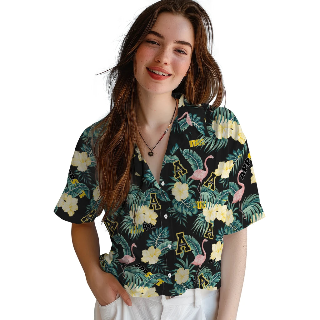 Appalachian State Mountaineers Hawaiian Shirt - Flamingo and Hibiscus | Hula Hawaiian Shirts