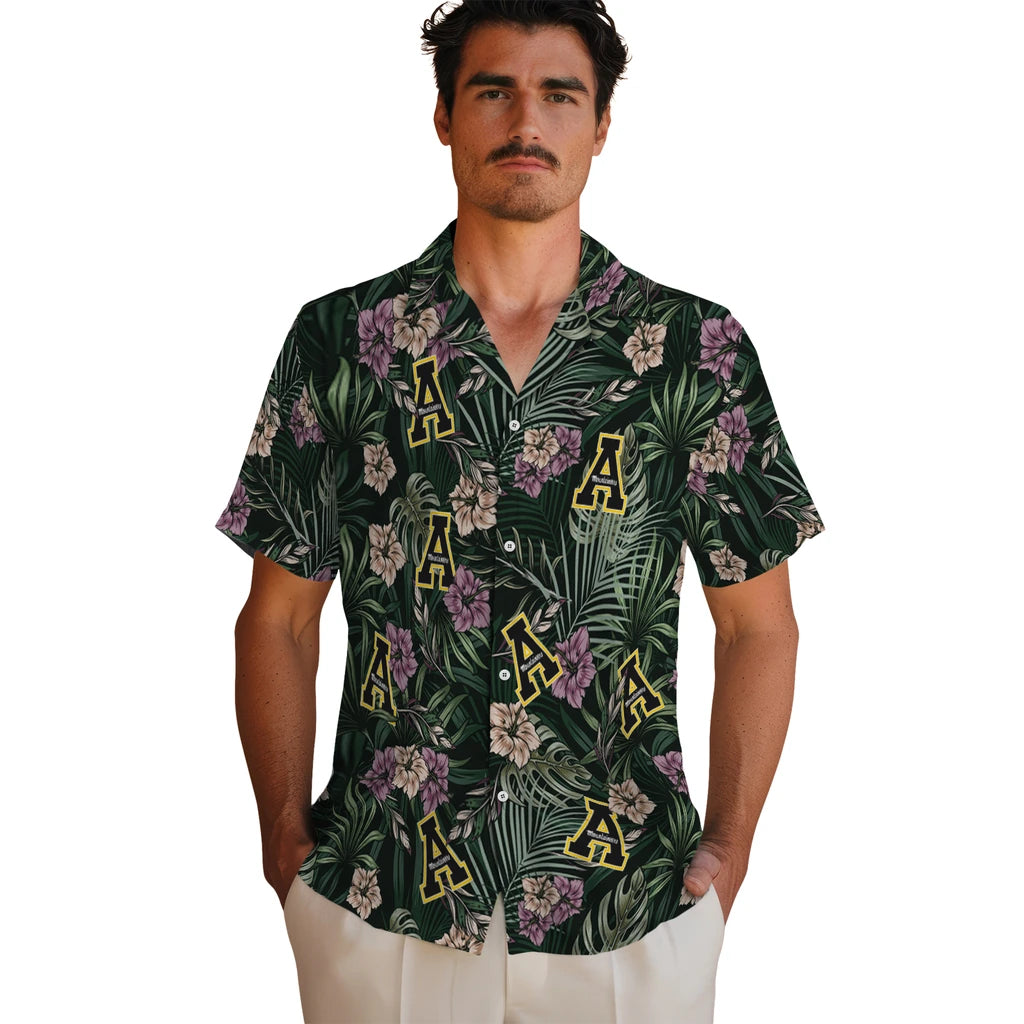 Appalachian State Mountaineers Hawaiian Shirt - Hibiscus Leaves Pattern | Hula Hawaiian Shirts