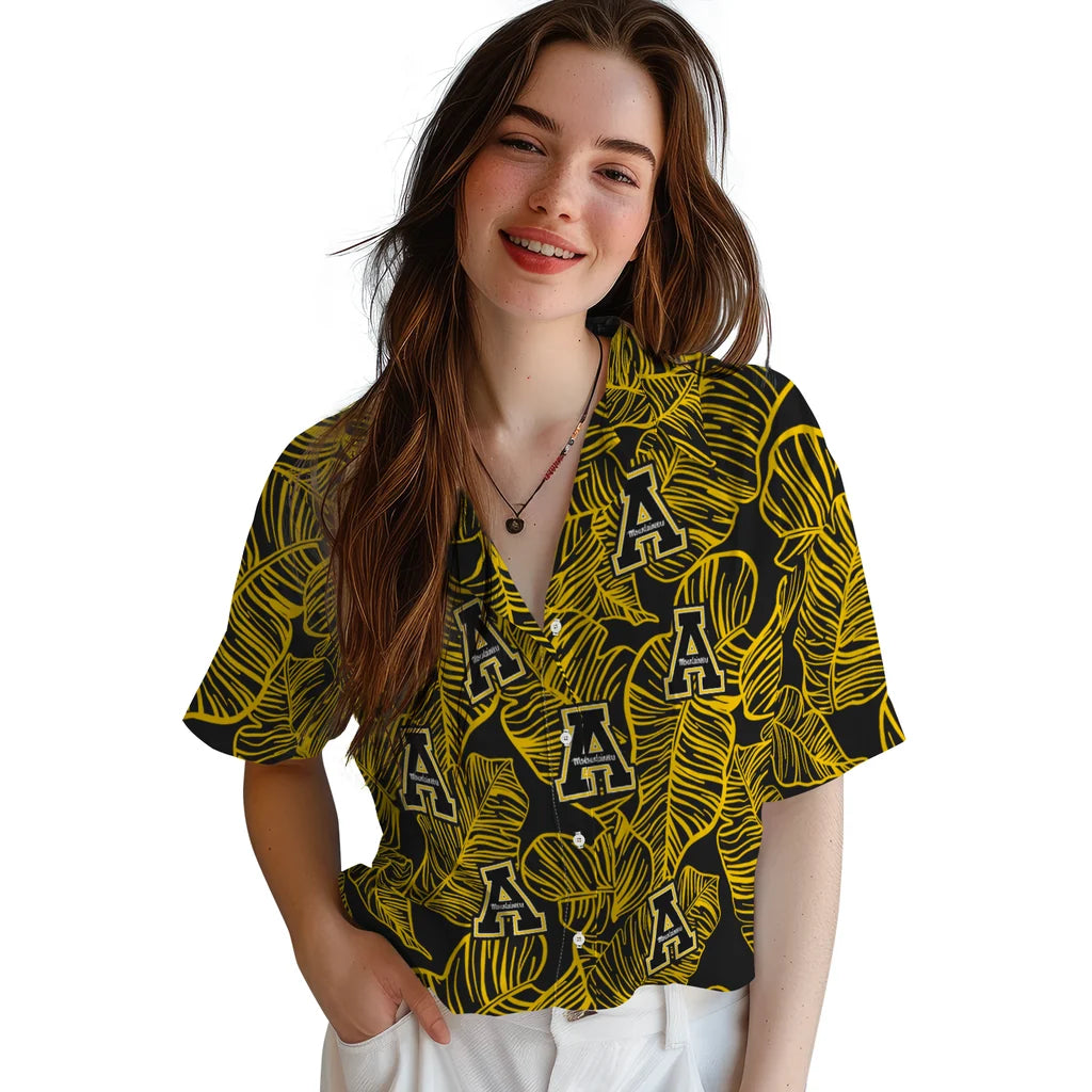 Appalachian State Mountaineers Hawaiian Shirt - Leaf Outline | Hula Hawaiian Shirts
