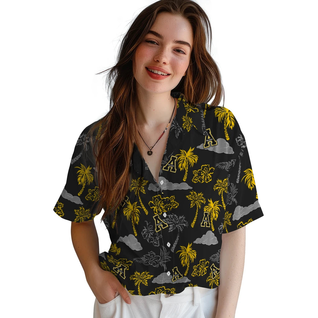 Appalachian State Mountaineers Hawaiian Shirt - Palm And Clouds | Hula Hawaiian Shirts