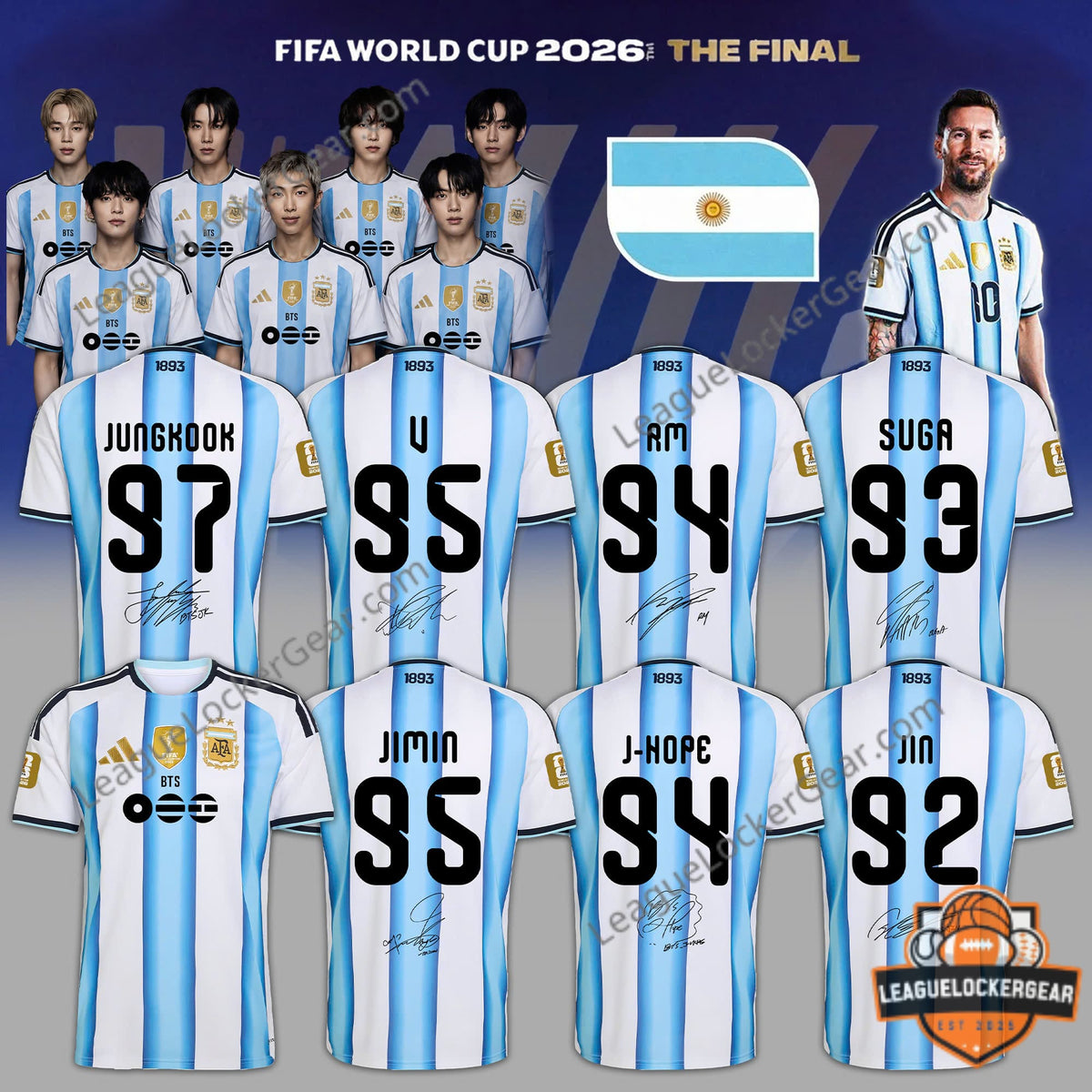 Argentina x BTS Haft Time Show FIFA World Cup 2026 Jersey - LeagueLockerGear