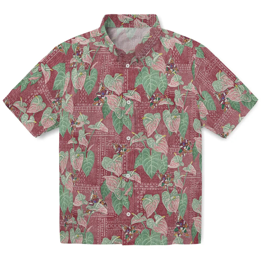 Arizona Coyotes Hawaiian Shirt - Anthurium Overlay | Hula Hawaiian Shirts