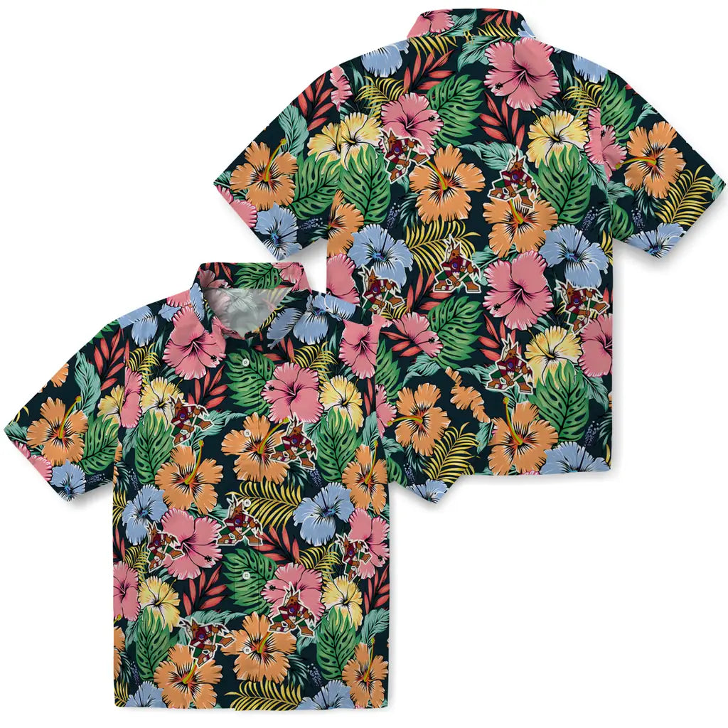 Arizona Coyotes Hawaiian Shirt - Brilliant Hibiscus Garden | Hula Hawaiian Shirts