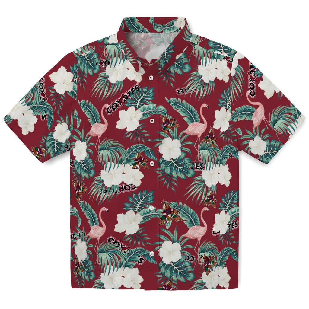 Arizona Coyotes Hawaiian Shirt - Flamingo and Hibiscus | Hula Hawaiian Shirts