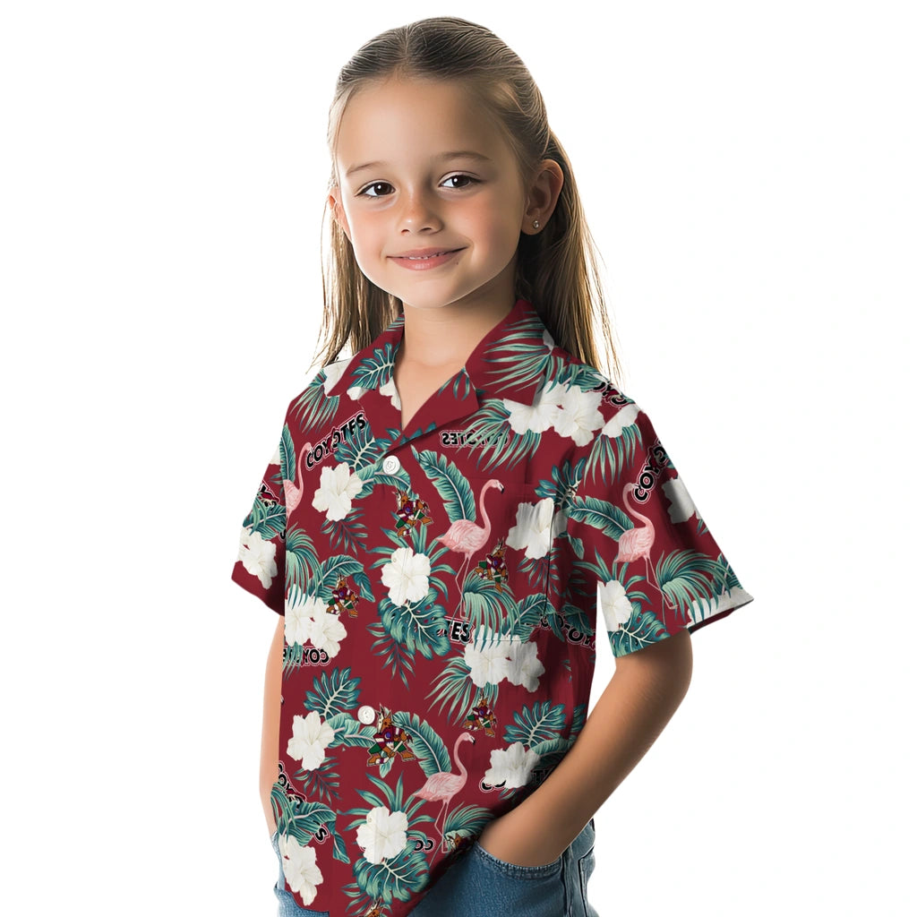 Arizona Coyotes Hawaiian Shirt - Flamingo and Hibiscus | Hula Hawaiian Shirts