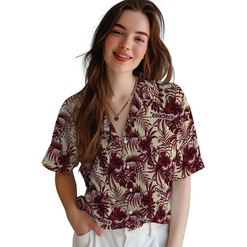 Arizona Coyotes Hawaiian Shirt - Hibiscus Exotic | Hula Hawaiian Shirts