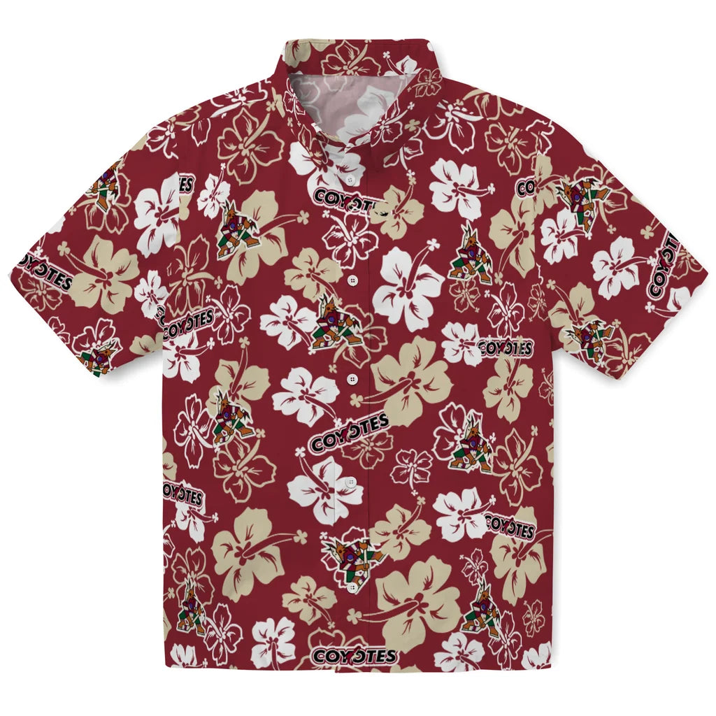 Arizona Coyotes Hawaiian Shirt - Hibiscus Flower Design | Hula Hawaiian Shirts