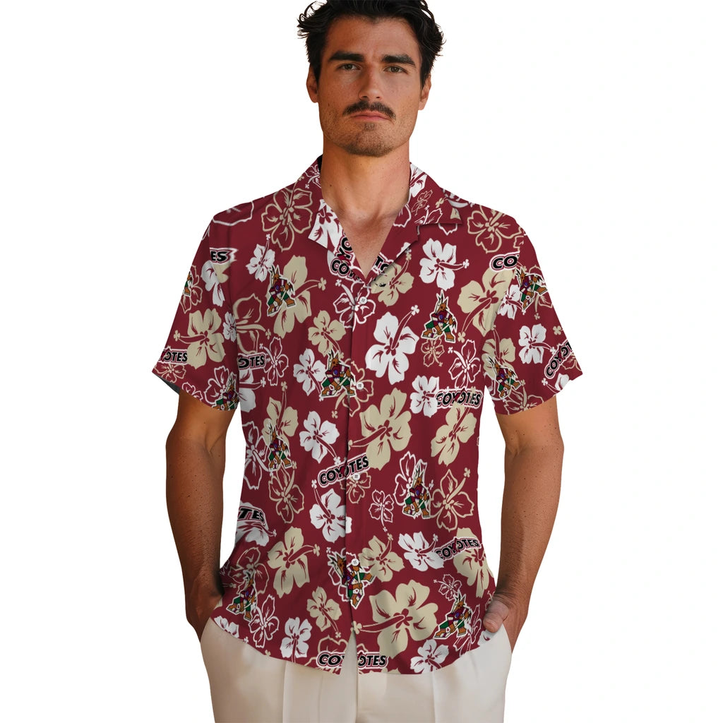 Arizona Coyotes Hawaiian Shirt - Hibiscus Flower Design | Hula Hawaiian Shirts