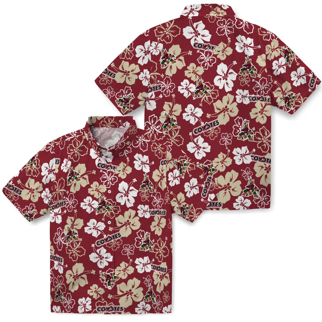 Arizona Coyotes Hawaiian Shirt - Hibiscus Flower Design | Hula Hawaiian Shirts