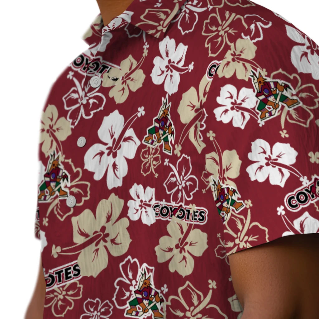 Arizona Coyotes Hawaiian Shirt - Hibiscus Flower Design | Hula Hawaiian Shirts