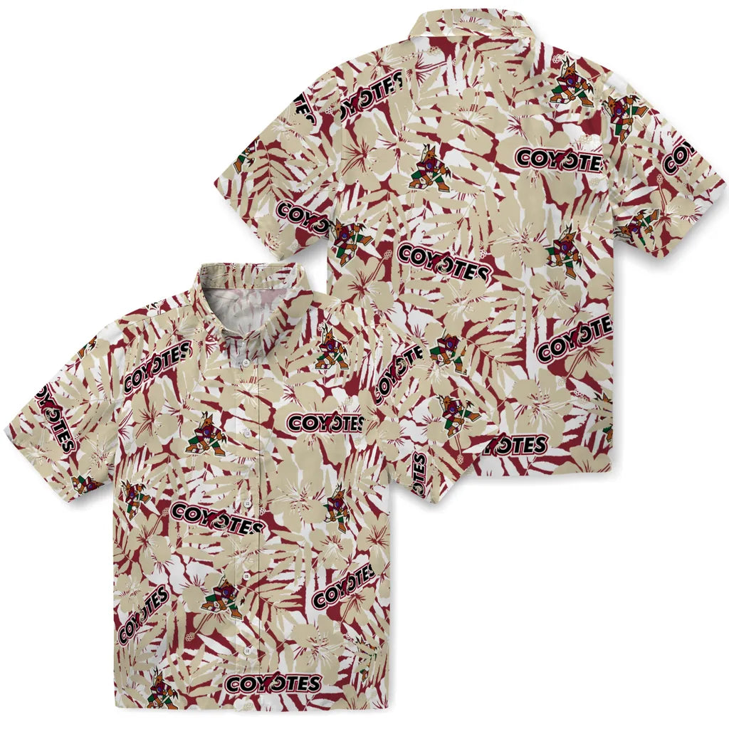 Arizona Coyotes Hawaiian Shirt - Hibiscus Overlay | Hula Hawaiian Shirts