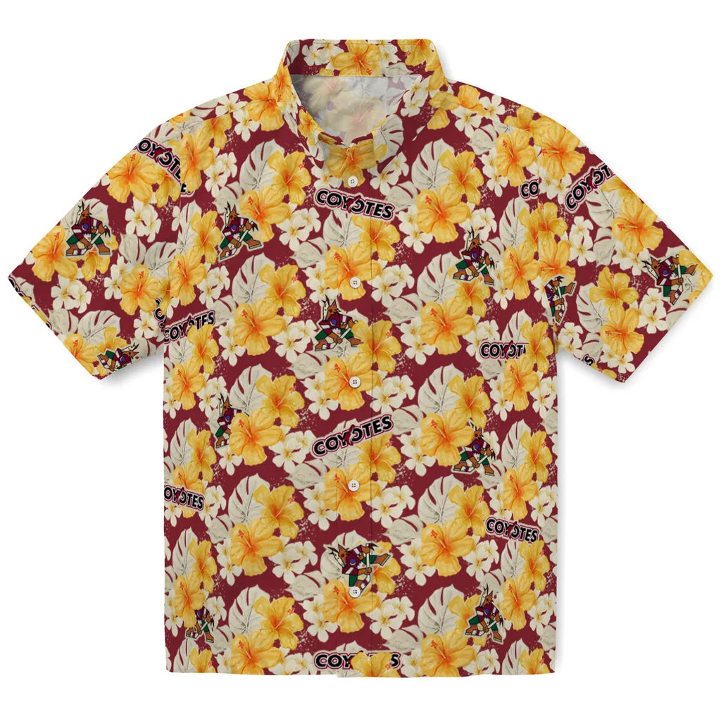 Arizona Coyotes Hawaiian Shirt - Hibiscus Tropics | Hula Hawaiian Shirts